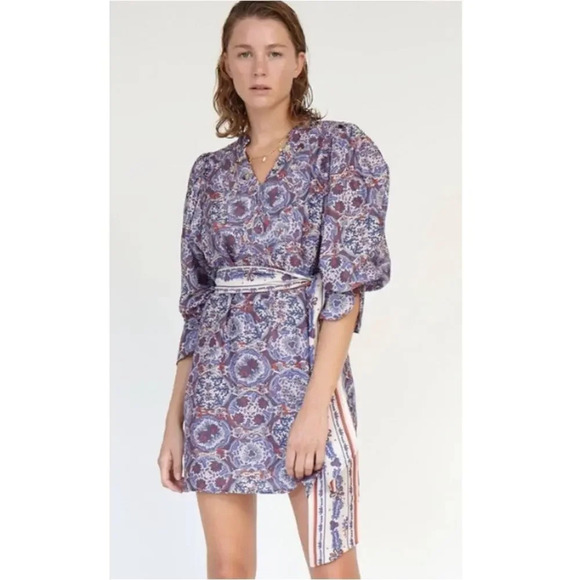 Chufy Ma Dress Mini Lin Floral Print Cotton Silk Embroidered Size XS - Picture 1 of 11